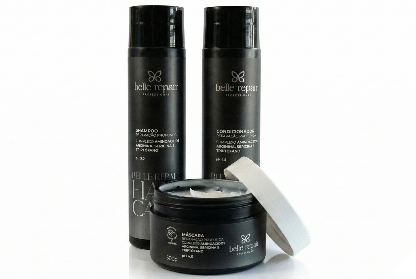 Shampoo, Condicionador e Mascara Belle Repair